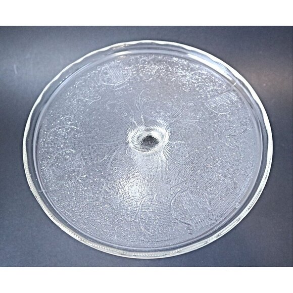 Vintage Cake Plate Harp Pattern Jennette Glass Company 1960's - Picture 2 of 4